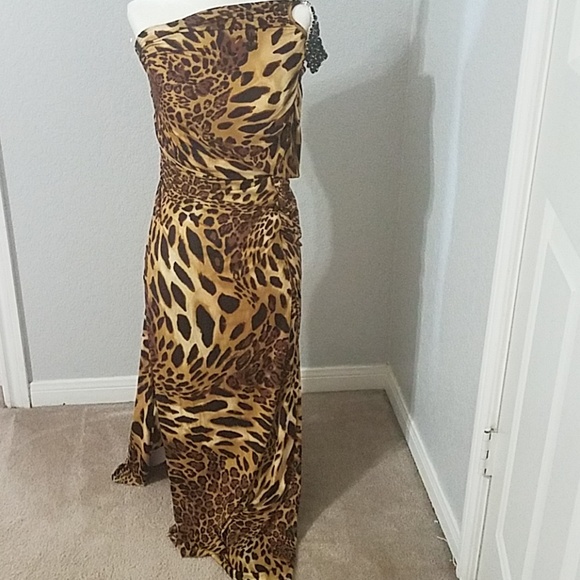Leopard Long Evening Dress - Picture 1 of 4